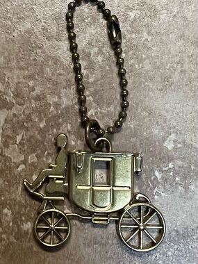 Coach Brass-Tone Carriage Keychain Card Holder Charm